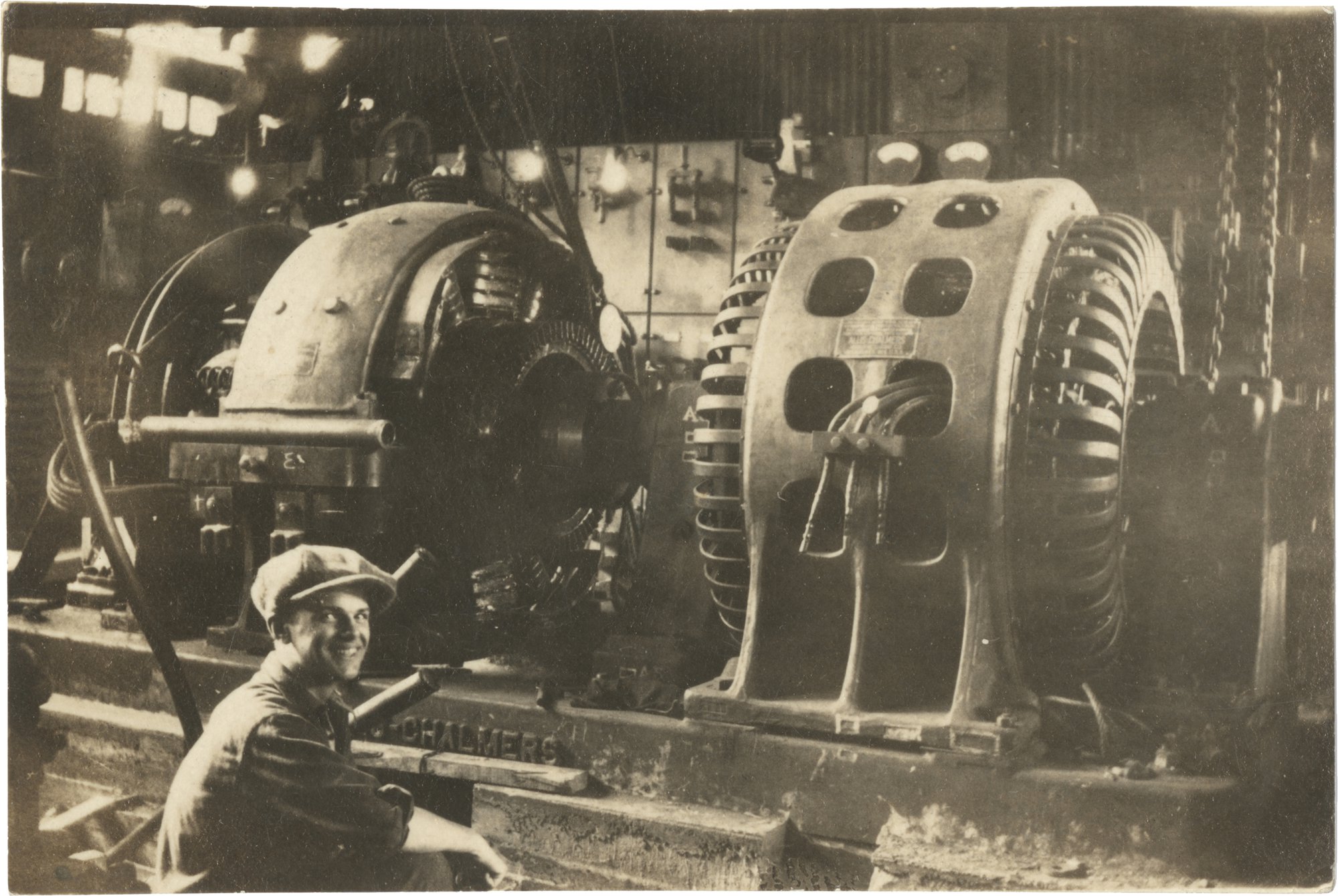Black and white photograph of Charles Eames working at Laclede Steel Company, 1923