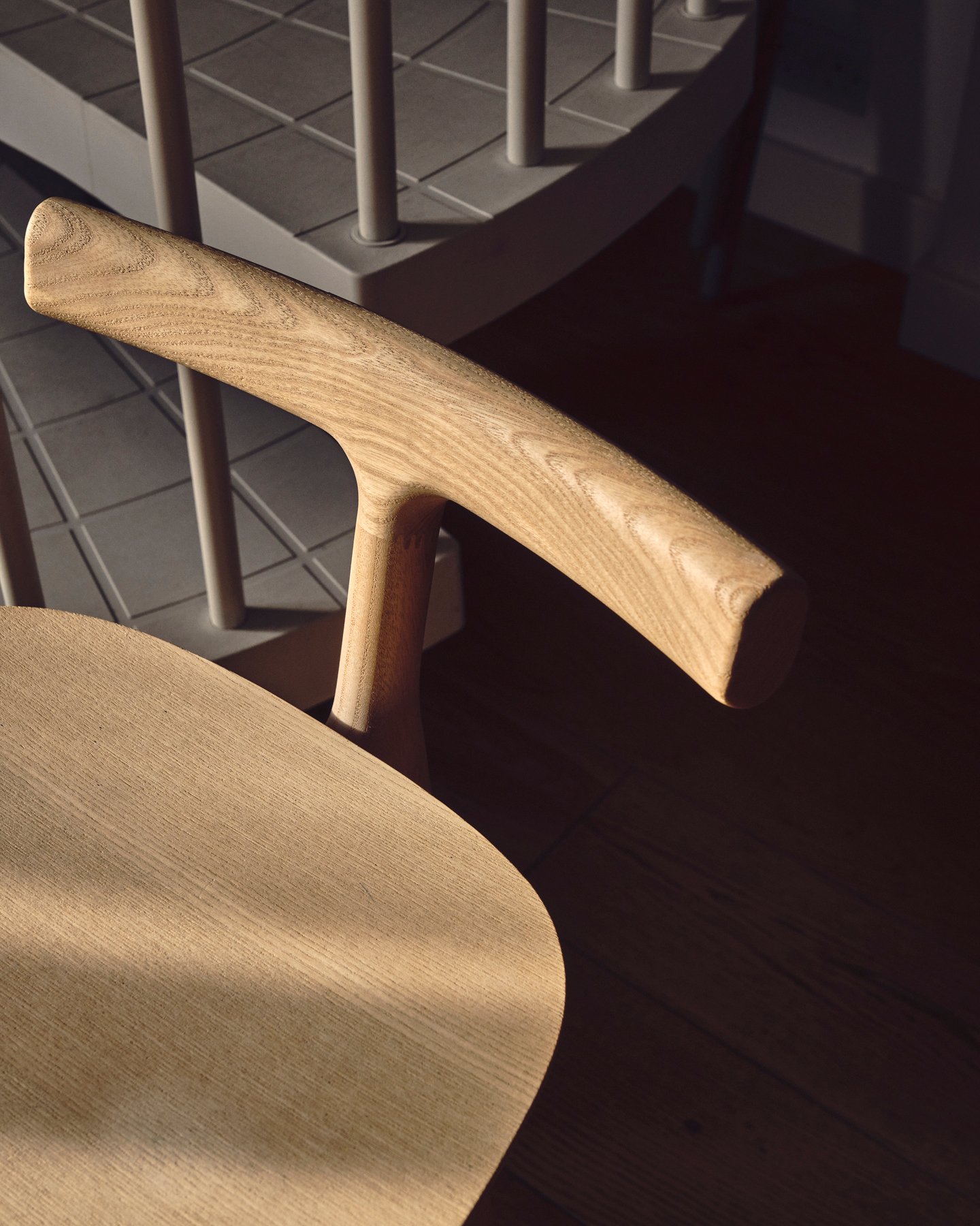 Close up of a modernist designed chair from design studio Industrial Facility—Kazam! Magazine.