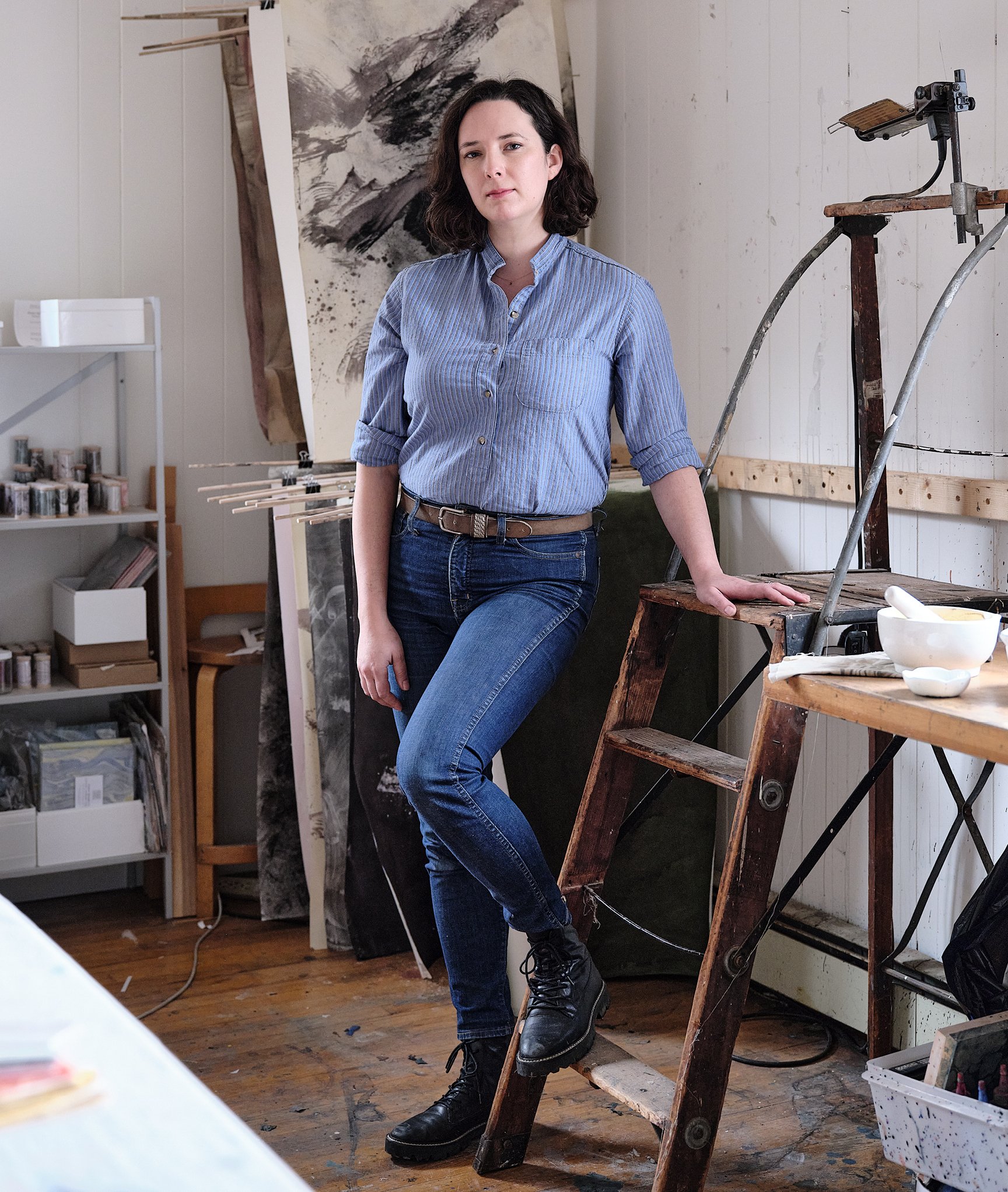 Abstract artist Natalie Stopka in her studio.
