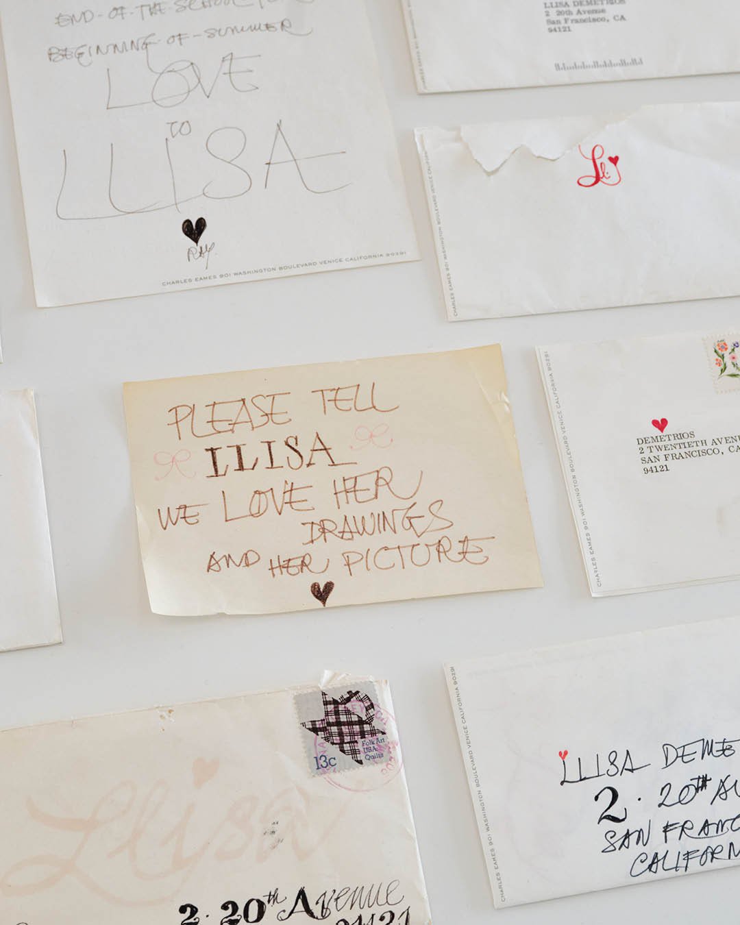Various handwritten notes and letters from Charles Eames to his granddaughter Llisa Demetrios, Kazam! Magazine.