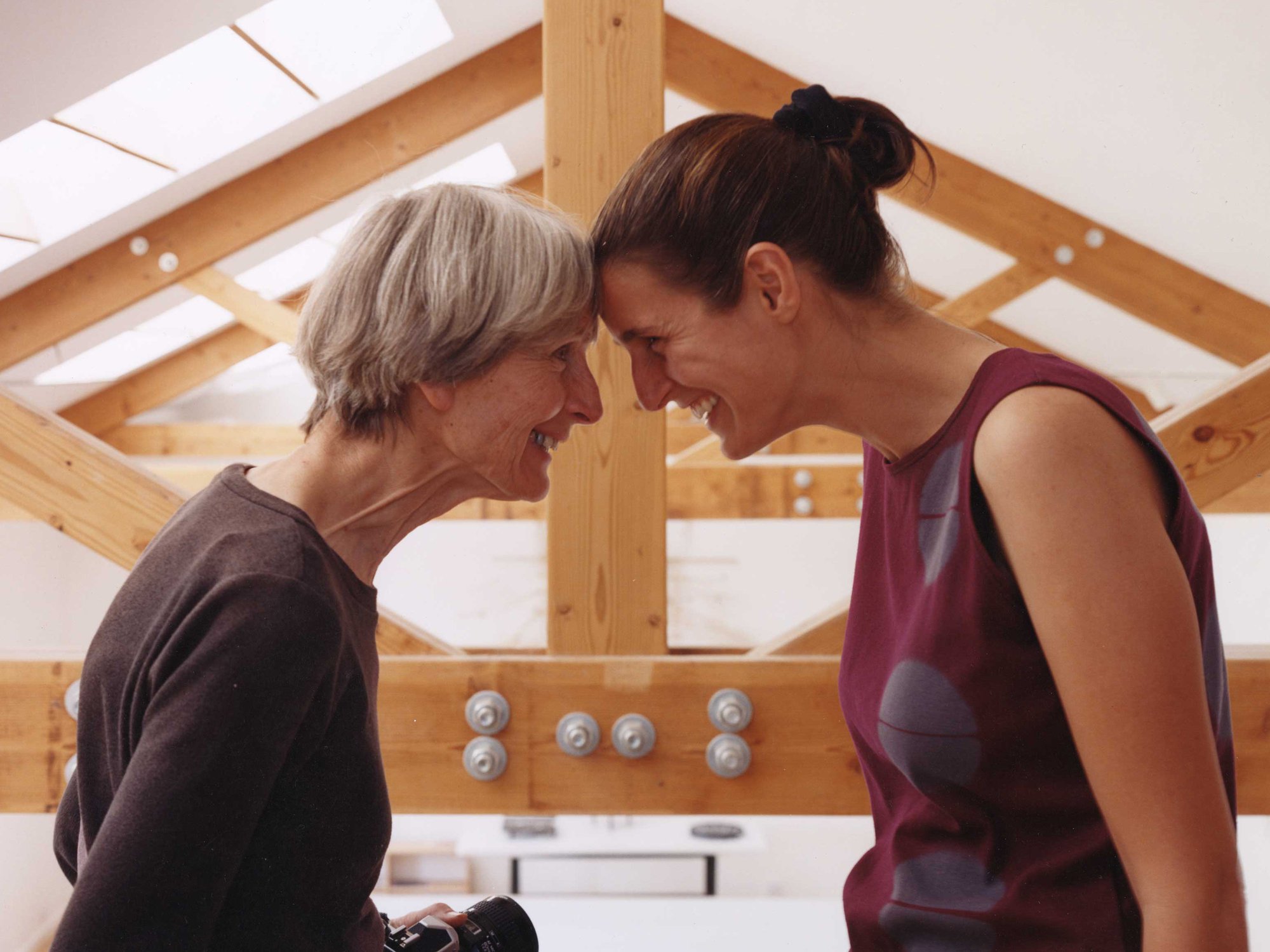 Lucia Eames and her daughter Llisa Demetrios in the interior of the Eames Ranch.