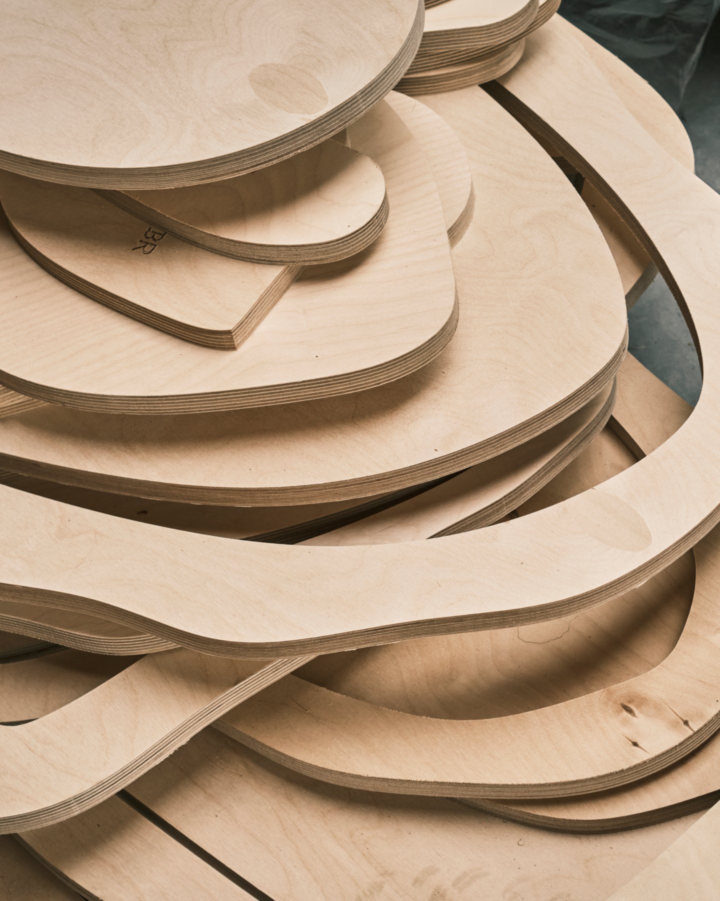 Furniture components in designer Max Lamb's workshop.