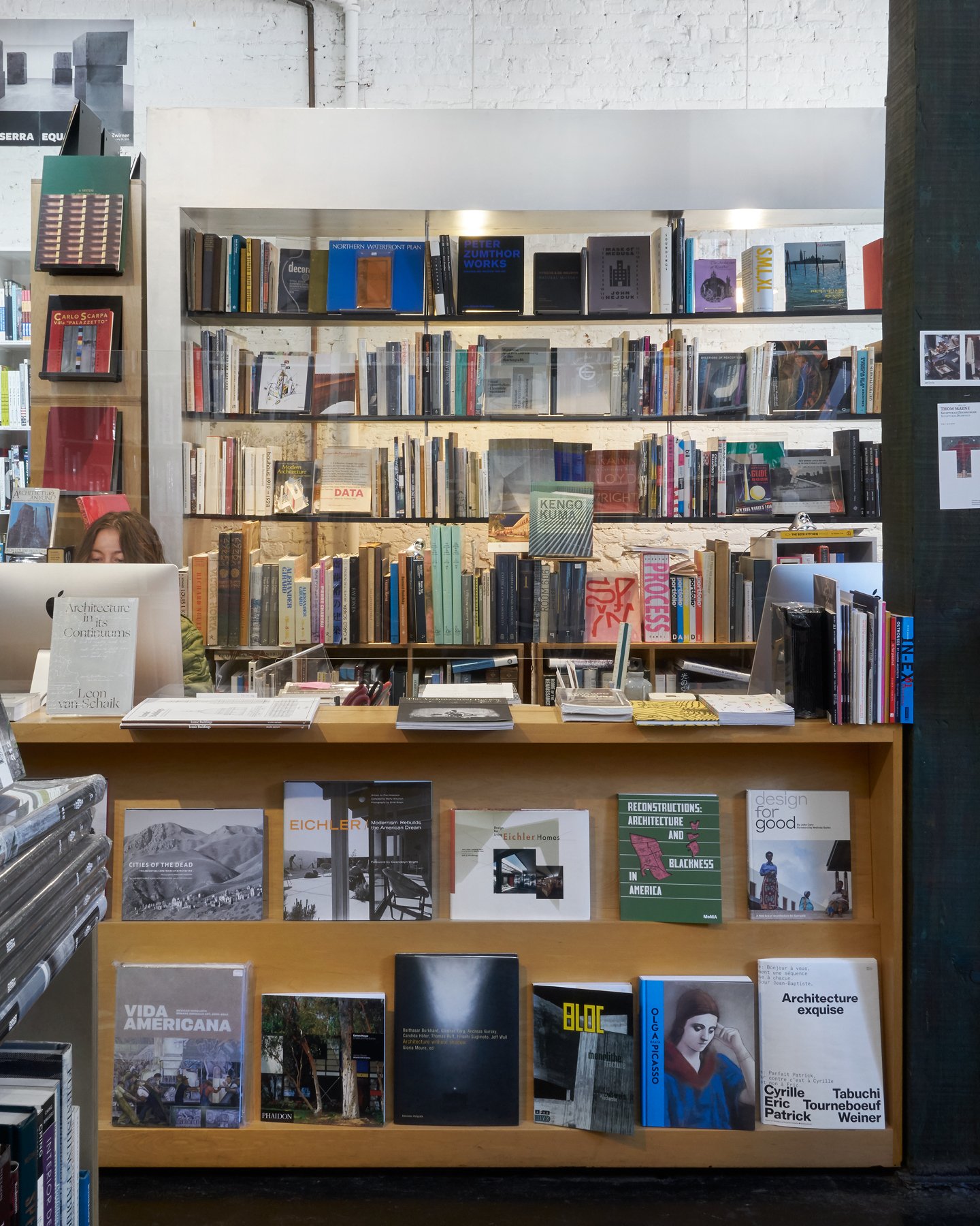 Interior of William Stout Architectural Books in San Francisco displaying volumes of books on the shelves.