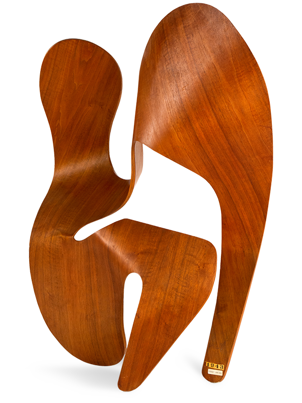 Large scale molded plywood sculpture by Ray and Charles Eames